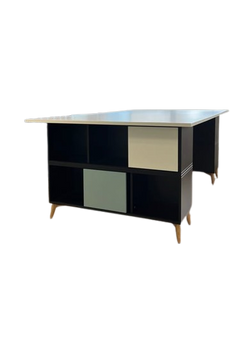 Table de cafétéria rectangulaire en bois mélaminé et contreplaqué