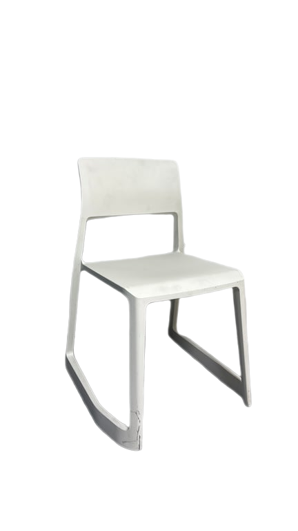 Chaise de cafétéria empilable en plastique blanc