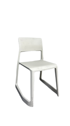 Chaise de cafétéria empilable en plastique blanc