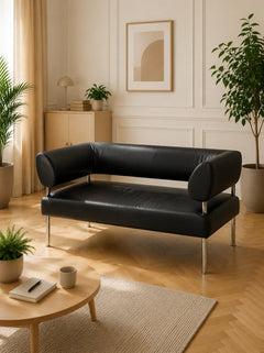 Canapé en cuir noir Sitland