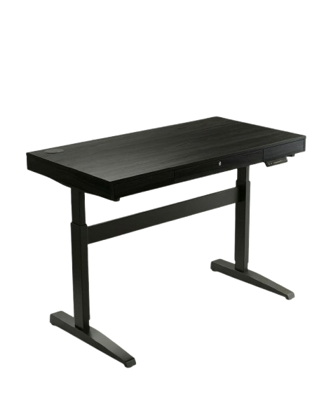 Bureau réglable avec tiroir 140x60 cm en Bois Wenge et Métal Noir