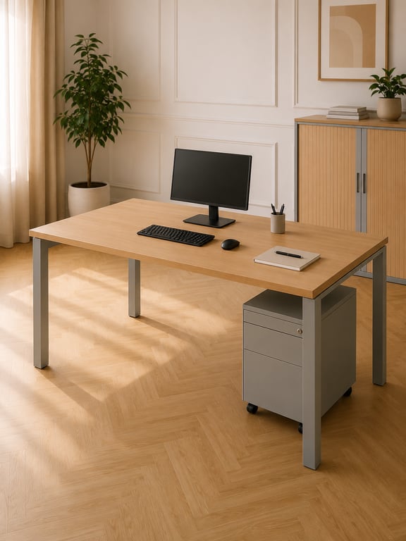Bureau droit 160x80 Bois et Métal
