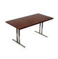 Bureau droit en bois mélaminé chêne foncé et métal greychrome, 150x70 cm