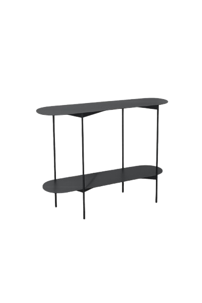 Table basse ovale en métal noir