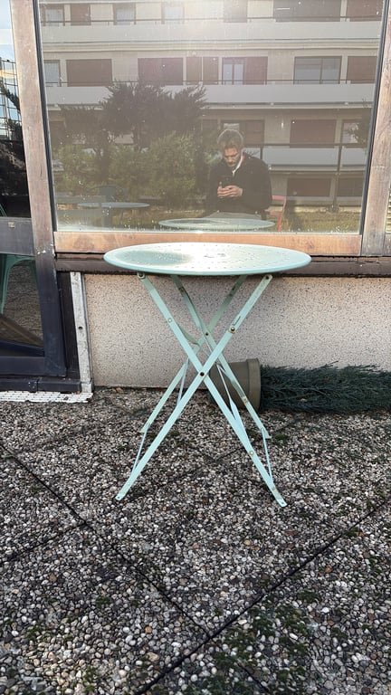 Table ronde d'extérieur 60x60 métal rabattable - 3-4