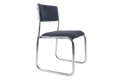 Chaise traineau en métal chromé tissu bleu