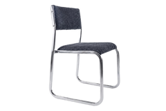 Chaise traineau en métal chromé tissu bleu
