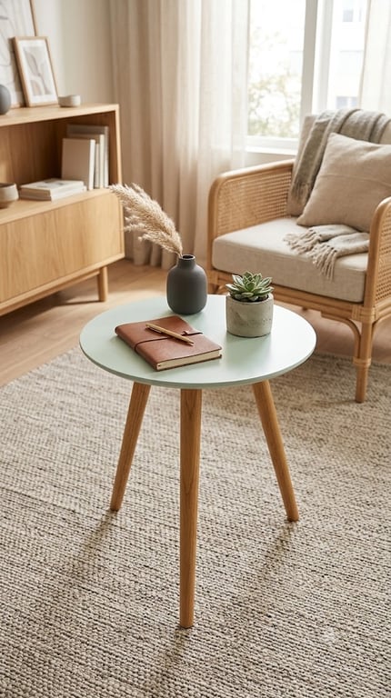 Table basse ronde 48x48 Mélaminé et bois