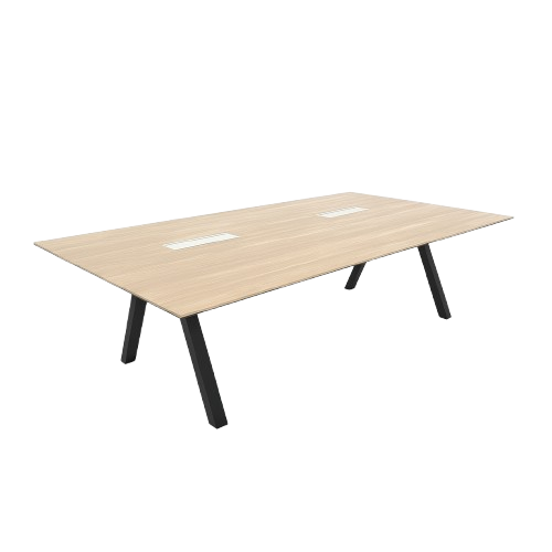 Table de réunion rectangulaire avec goulotte et top access