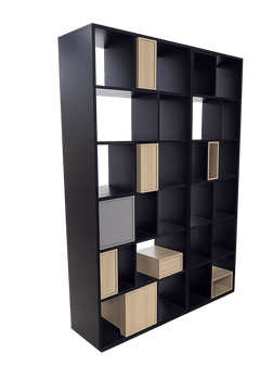 Bibliothèque en bois et métal