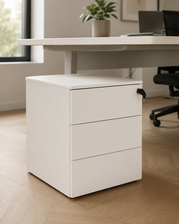 Caisson 3 tiroirs métal blanc