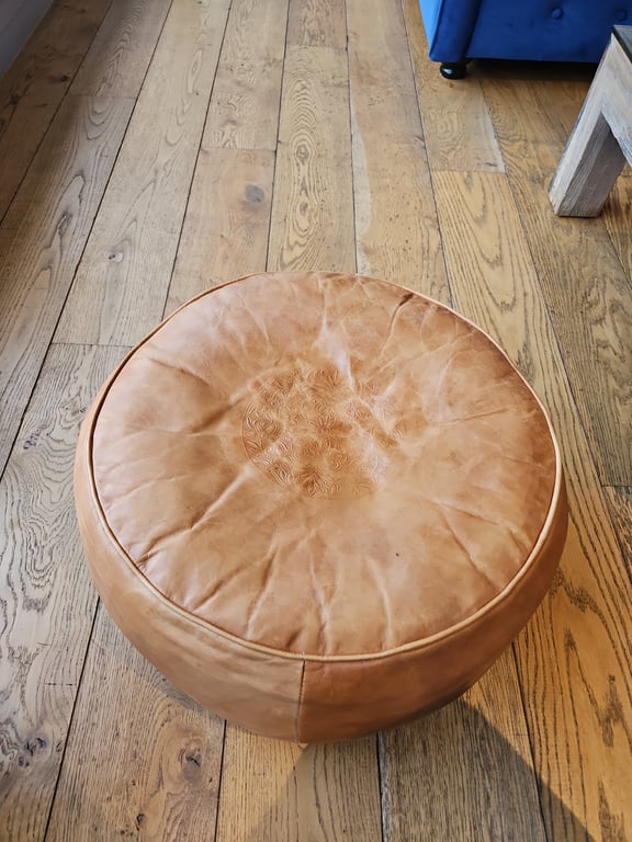 Pouf en Cuir Marron