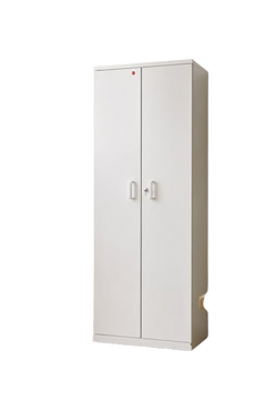 Bibliothèque en bois blanc avec portes battantes