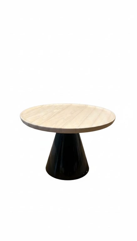 Table basse ronde en bois contreplaqué et plastique