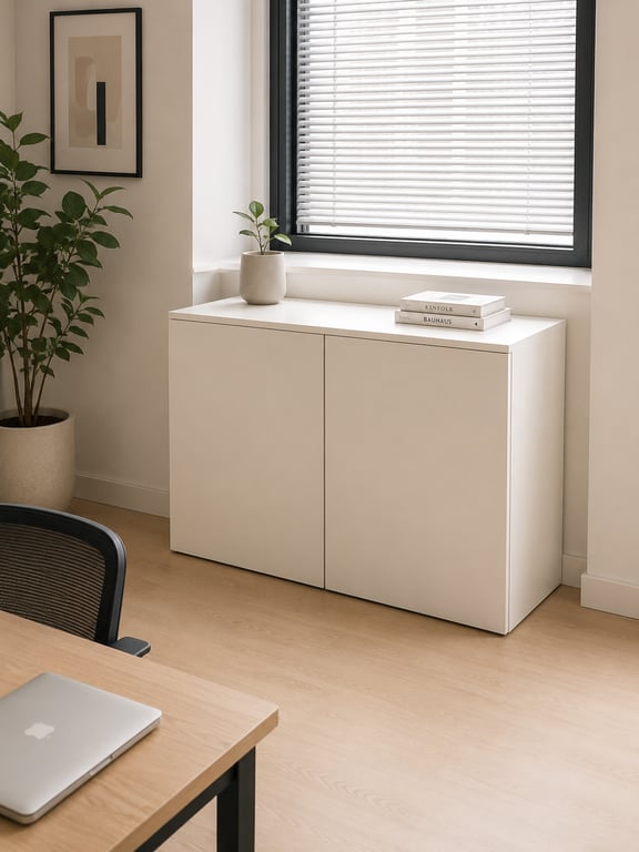 Armoire basse blanche