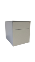 Caisson 2 tiroirs métal blanc sur roulettes