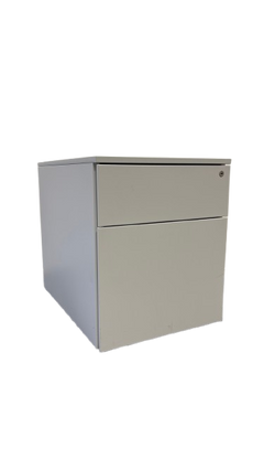 Caisson 2 tiroirs métal blanc sur roulettes