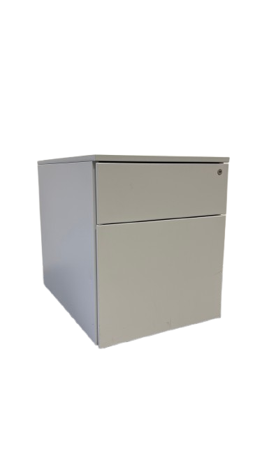 Caisson 2 tiroirs métal blanc sur roulettes