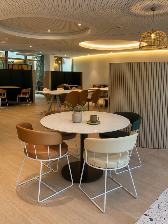 Table de cafétéria ronde en métal 4 personnes - Pedrali