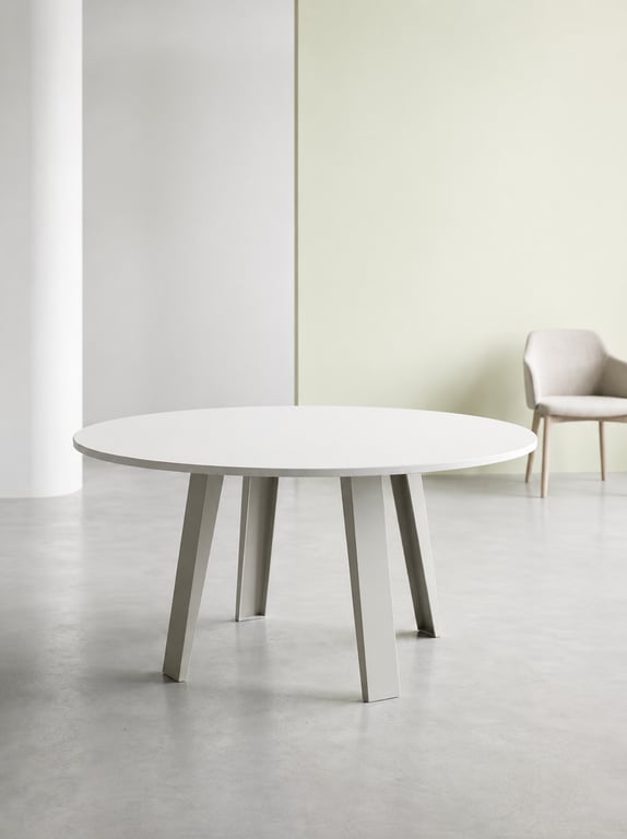 Table de réunion ronde 140x140 cm blanche