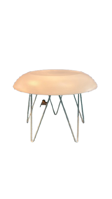 Table basse ronde en métal blanc