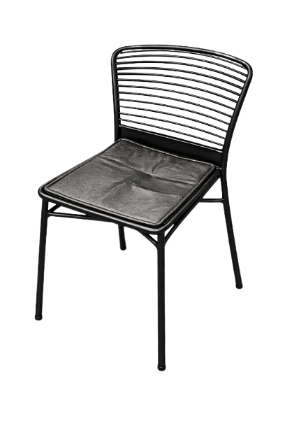 Chaise de cafétéria empilable en métal noir