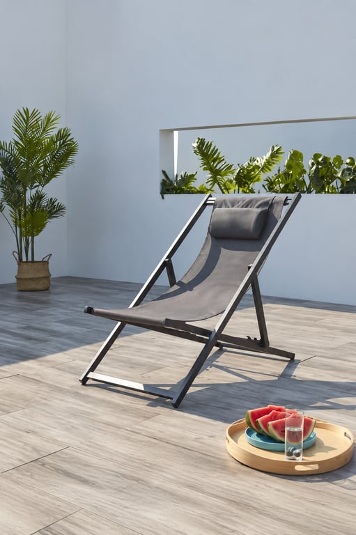 Chaise longue d'extérieur Maison du Monde Tevata Gris clair