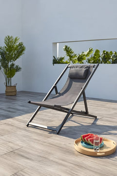 Chaise longue d'extérieur Maison du Monde Tevata Gris clair