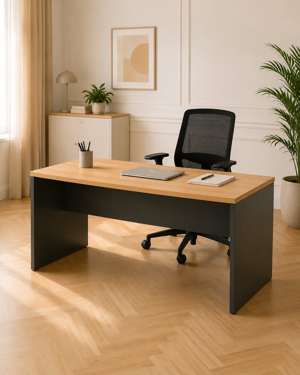 Bureau droit 140x80 - Lightcreme et Lightgrey