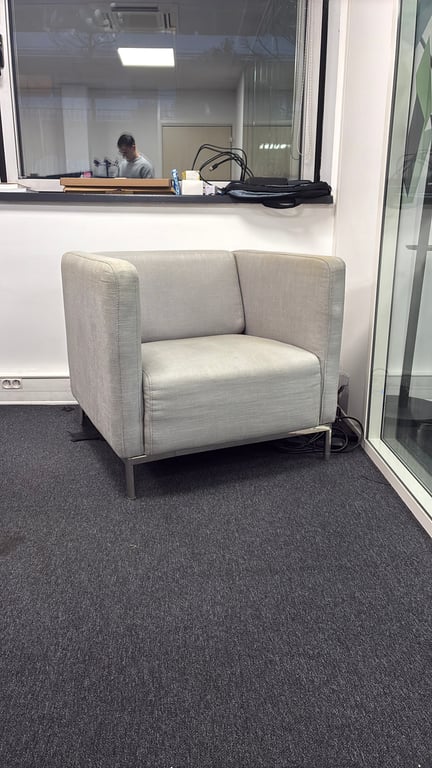Fauteuil en tissu crème clair - 3-4