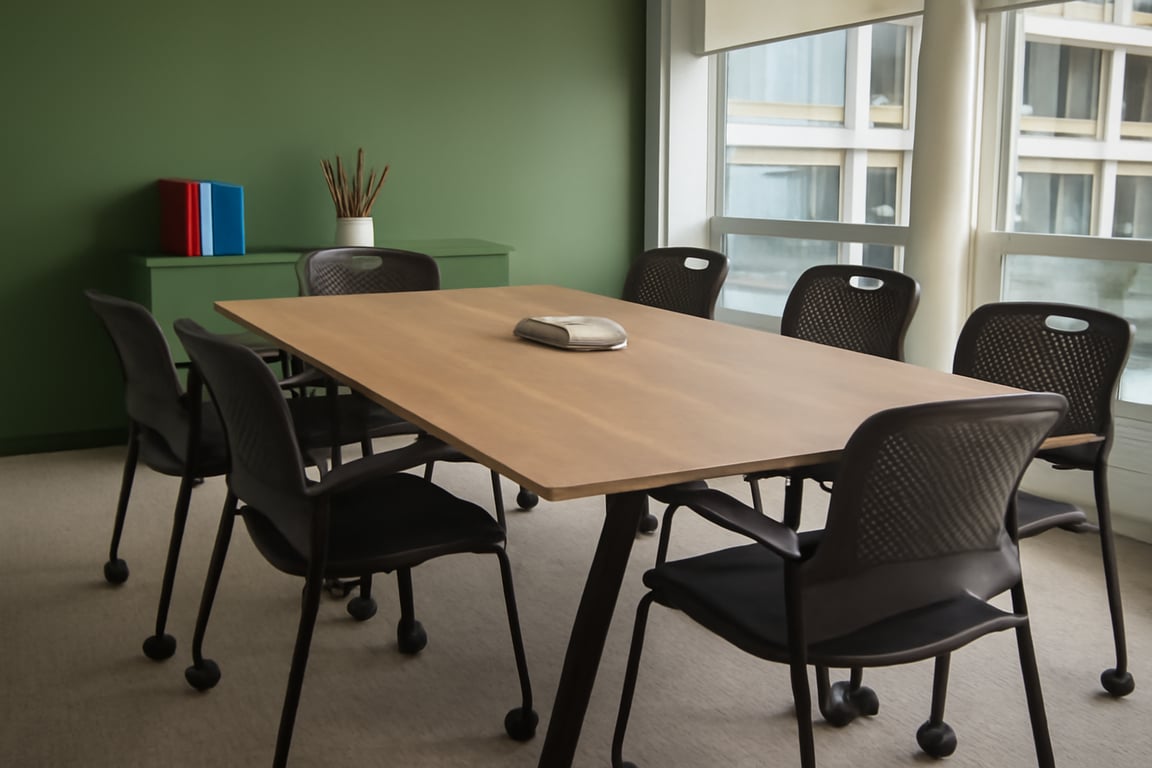 Chaise de réunion en résille avec accoudoirs et roulettes