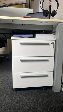 Caisson de bureau roulant 3 tiroirs blanc - face