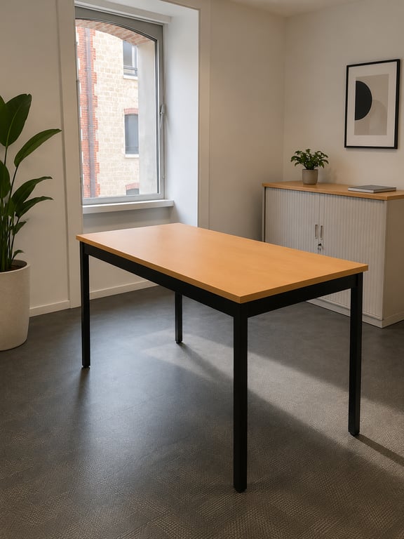 Bureau droit 120x60 chêne et métal noir