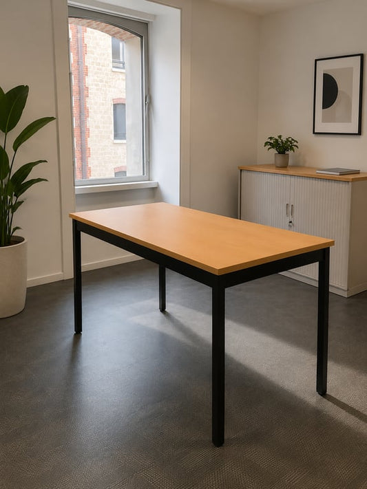 Bureau droit 120x60 chêne et métal noir