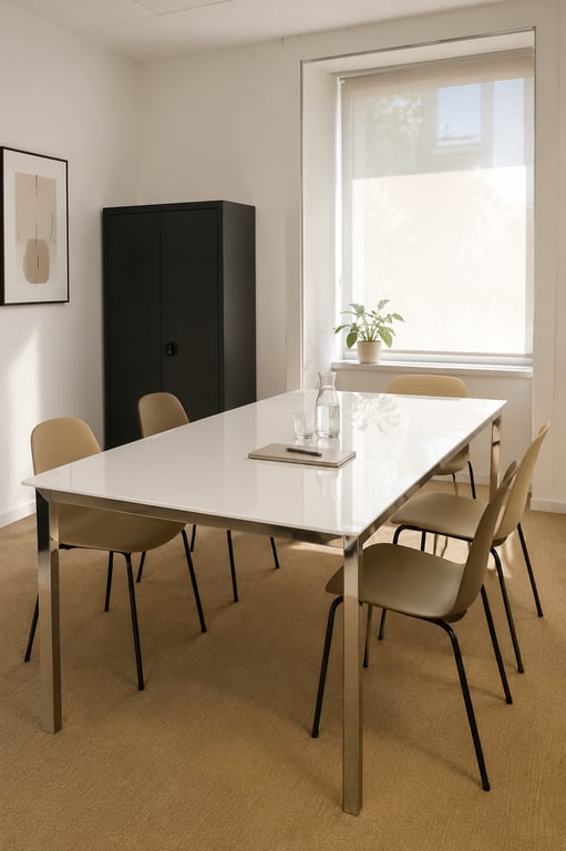 Table de réunion 180x85x75 Verre blanc