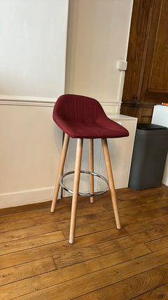 Chaise haute tissu bordeaux - 3-4