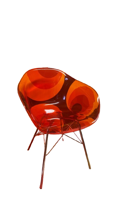 Chaise de cafétéria en plastique rouge avec pieds en métal - 3-4