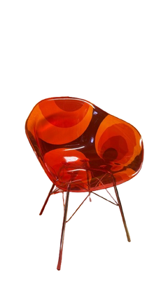 Chaise de cafétéria en plastique rouge avec pieds en métal - 3-4