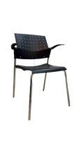 Chaise de réunion noire empilable avec accoudoirs