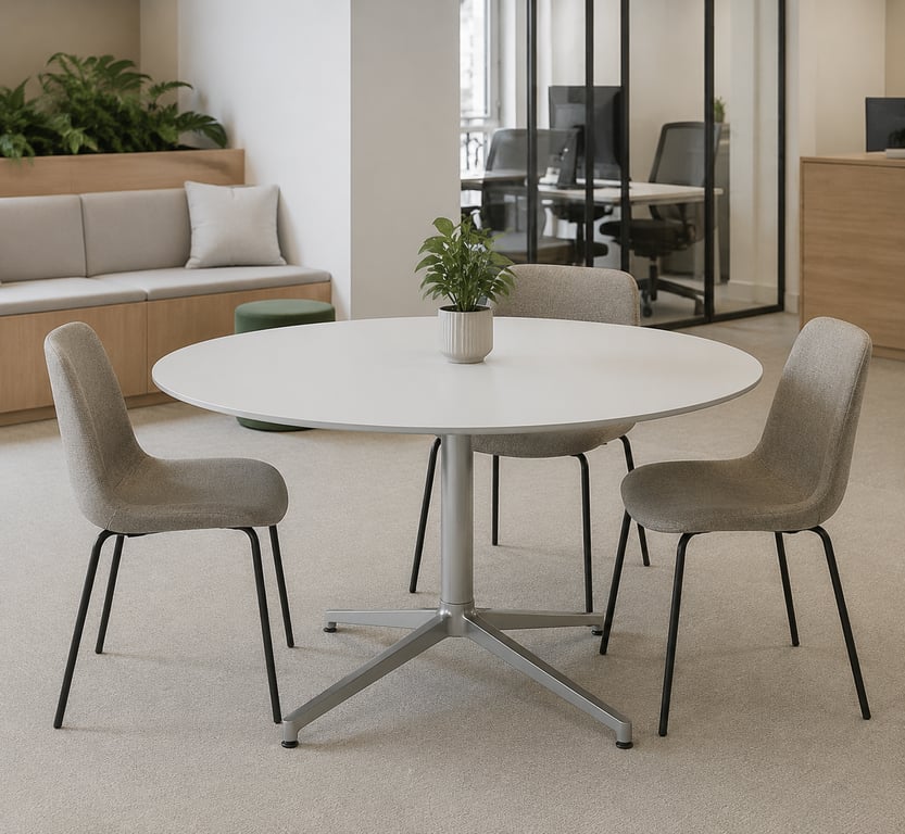 Table de réunion ronde en verre 120cm