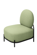 Fauteuil Polly en tissu kaki avec pieds en métal noir