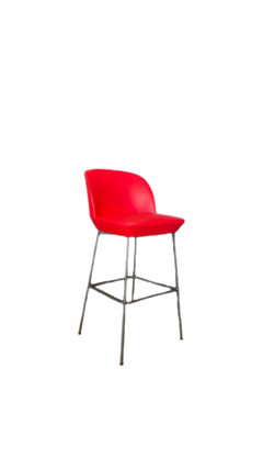 Tabouret haut cuir rouge et métal noir - 3-4