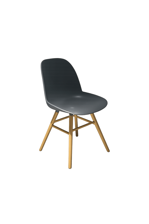 Chaise de cafétéria en plastique et bois