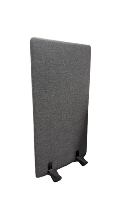 Cloison mobile en tissu gris avec roulettes