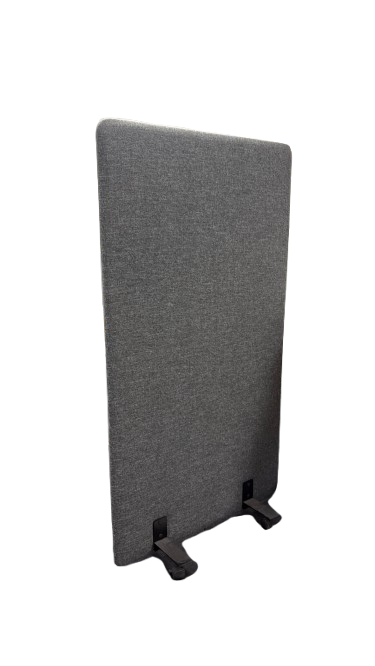 Cloison mobile en tissu gris avec roulettes