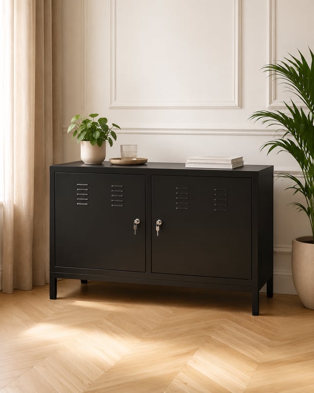 Armoire basse métal noire