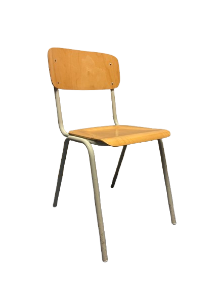 Chaise de réunion en bois avec piètement droit en métal