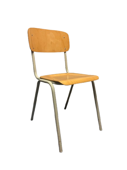Chaise de réunion en bois avec piètement droit en métal