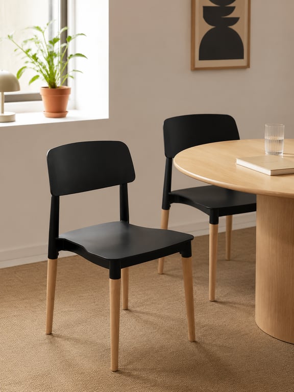 Chaise de cafétéria plastique noir
