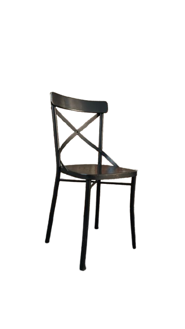 Chaise de réunion en métal avec dossier plein et piètement droit